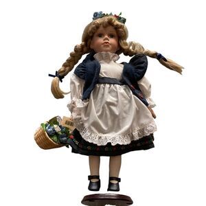 Vintage Collectible Porcelain Doll & Stand